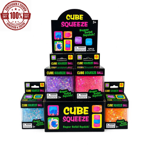 SQUISHY Ice Cube Shinny 6x6cm TPR+Maltose In display da 12pz…x12…x96